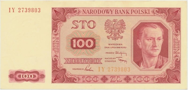 Banknot 100 złotych 1948 awers