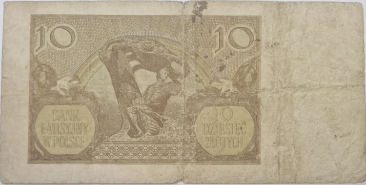 Banknot 10 zł 1940 rewers