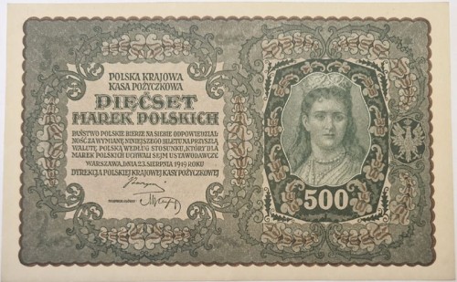 Banknot 500 marek 1919 awers