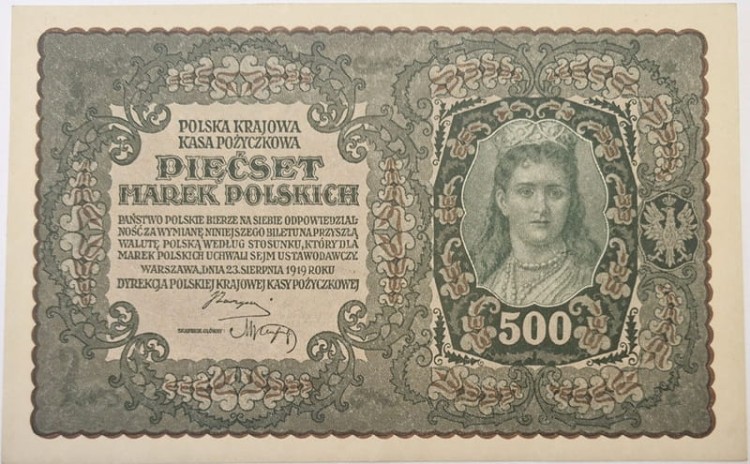 Banknot 500 marek 1919 awers