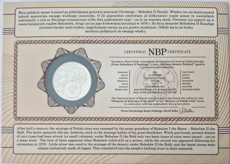 Moneta 5 zł Denar Bolesława Śmiałego 2013 awers box