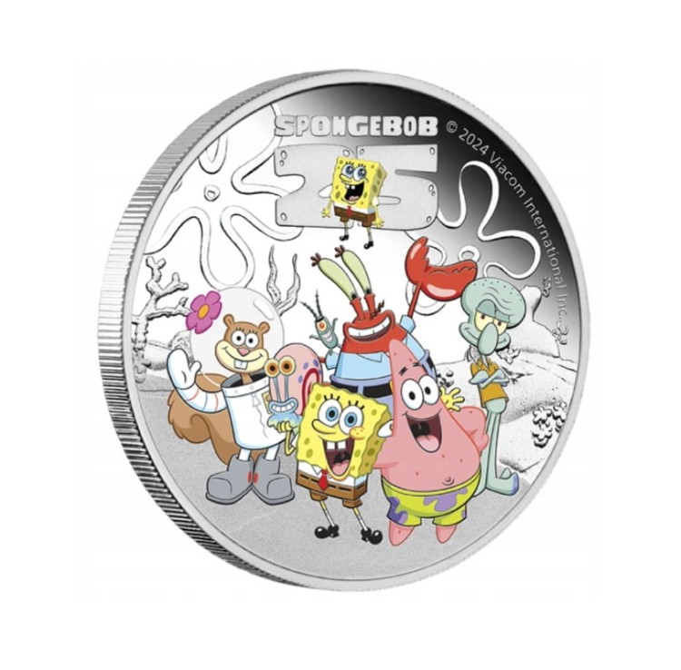 Moneta 1 dolar SpongeBob 25 rocznica Kanciastoporty i przyjaciele 2024 awers