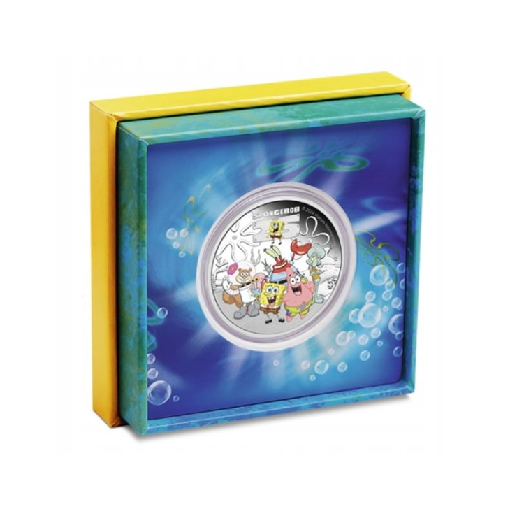 Moneta 1 dolar SpongeBob 25 rocznica Kanciastoporty i przyjaciele 2024 box