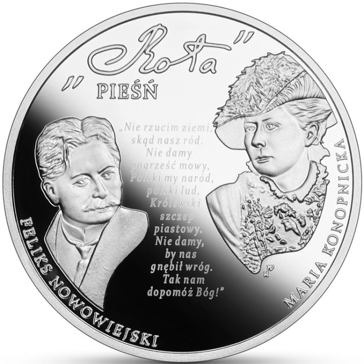 Moneta 10 zł W Polskę wierzę Pieśń Rota 2025 rewers