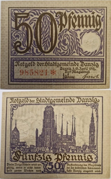 50 pfennig 1919 Wolne Miasto Gdańsk