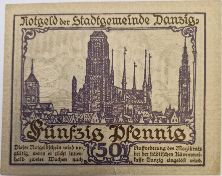 50 pfennig 1919 Wolne Miasto Gdańsk rewers