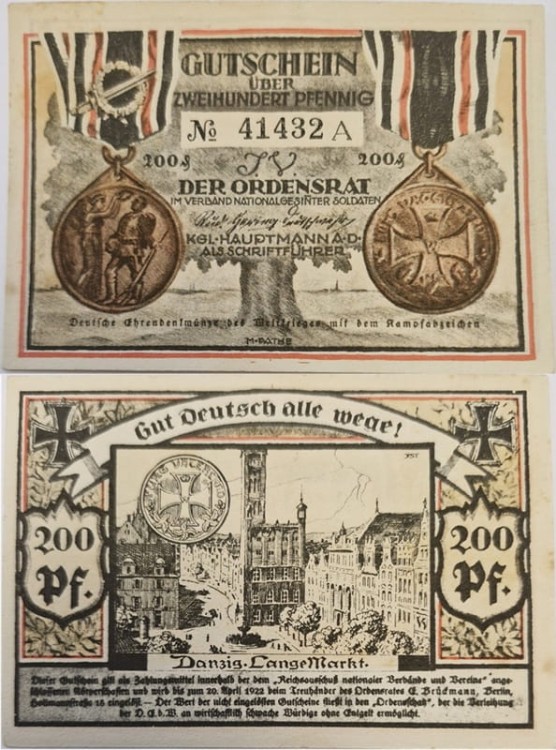 Banknot 200 pfennig 1922 Wolne Miasto Gdańsk