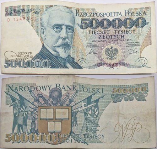 Banknot PRL 500000 zł 1990