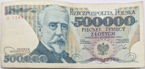 Banknot PRL 500000 zł 1990 awers