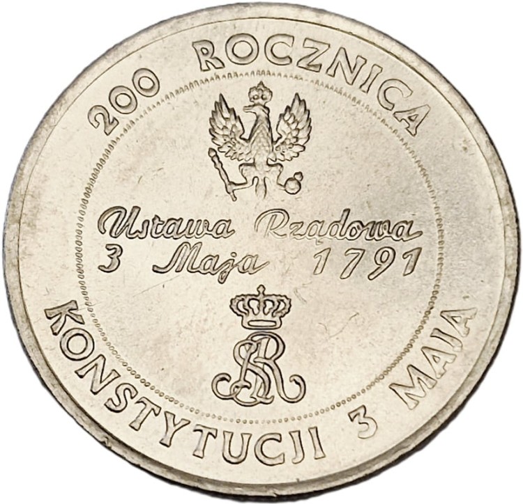 Moneta 10000 zł 200 rocz. Konstytucji 3 Maja 1991 rewers