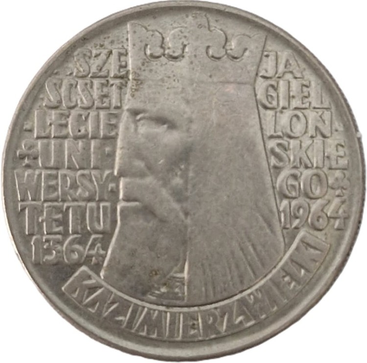 Moneta 10 zł Kazimierz Wielki wypukły 1964 rewers