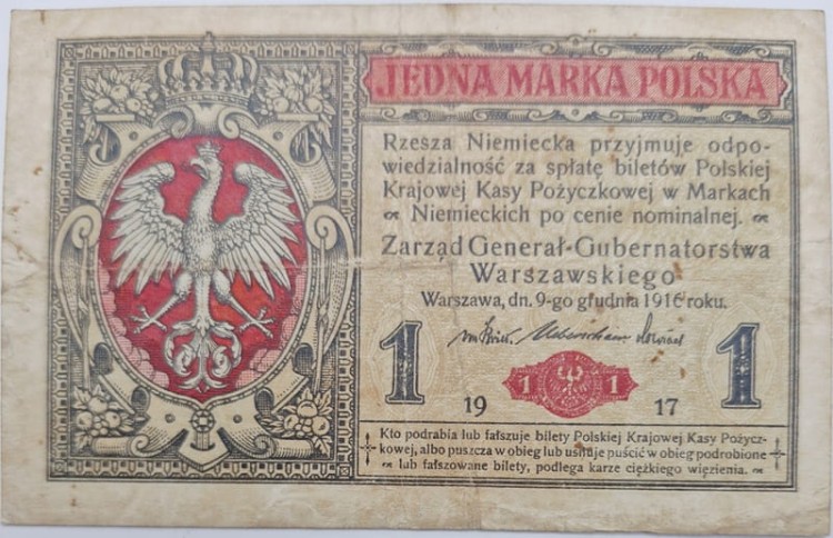 1 marka polska 1916 generał rewers