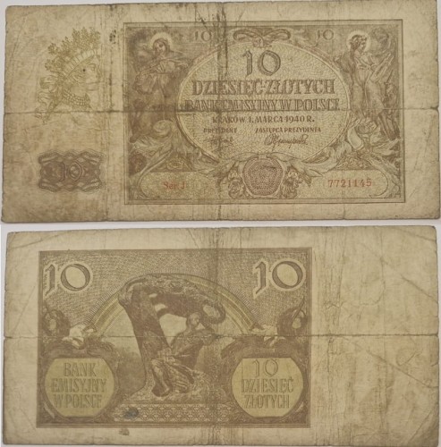 Banknot 10 złotych 1940