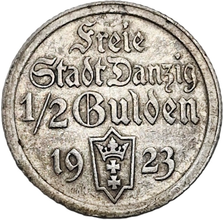 Moneta 1/2 guldena 1923 awers