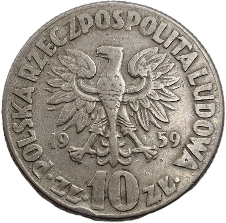 Moneta 10 zł Mikołaj Kopernik 1959 awers