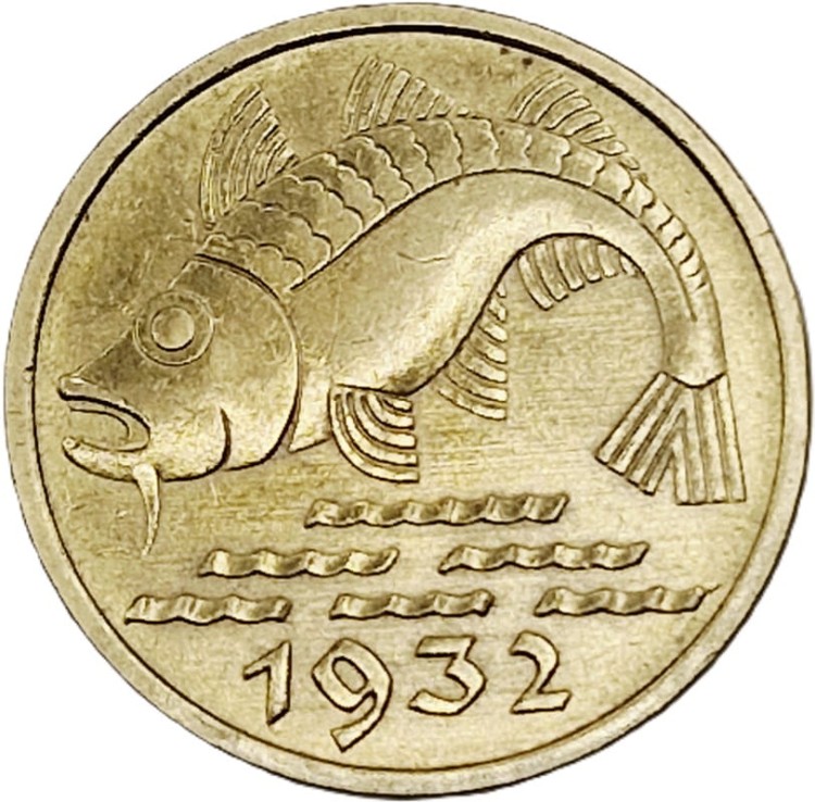 Moneta 10 fenigów 1932 Wolne Miasto Gdańsk awers