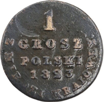 Moneta 1 grosz polski 1823 rewers