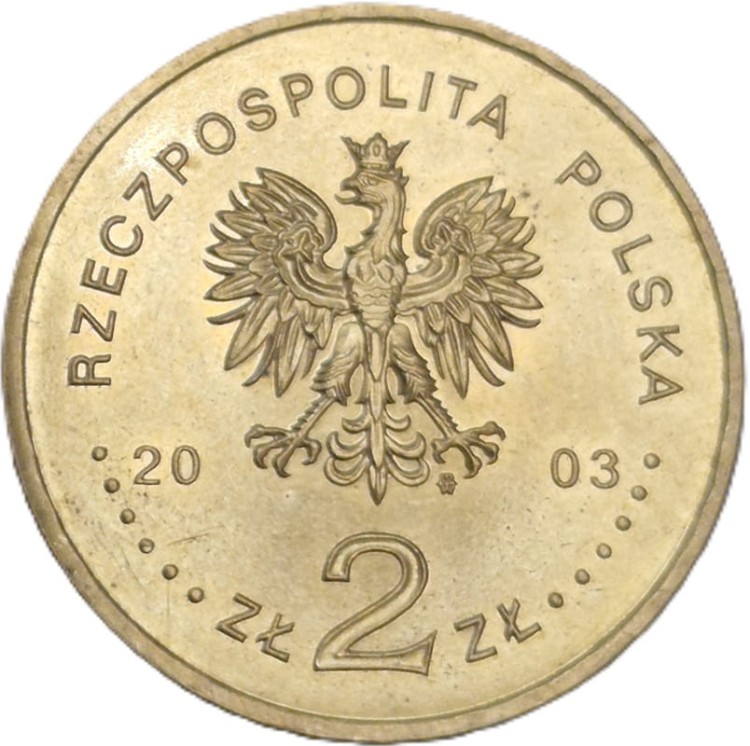 Moneta 2 zł 150-lecie przemysłu naftowego i gazowniczego 2003 awers