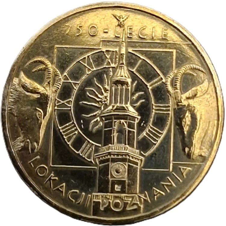 Moneta okolicznościowa 2 zł 750-lecie lokacji Poznania 2003 rewers