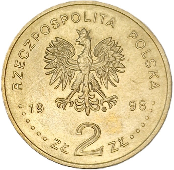 Moneta okolicznościowa 2 złote Juliusz Słowacki 1999 awers