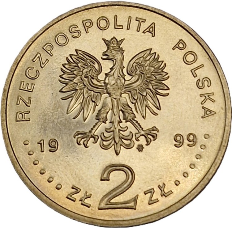 Moneta okolicznościowa 2 złote Jan Łaski 1999 awers