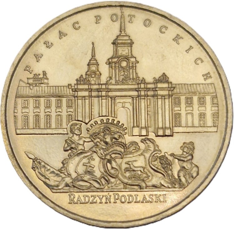 Moneta okolicznościowa 2 zł Pałac Potockich 1999 rewers