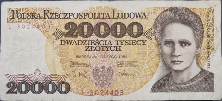 Banknot 20000 zł 1989 s3 awers