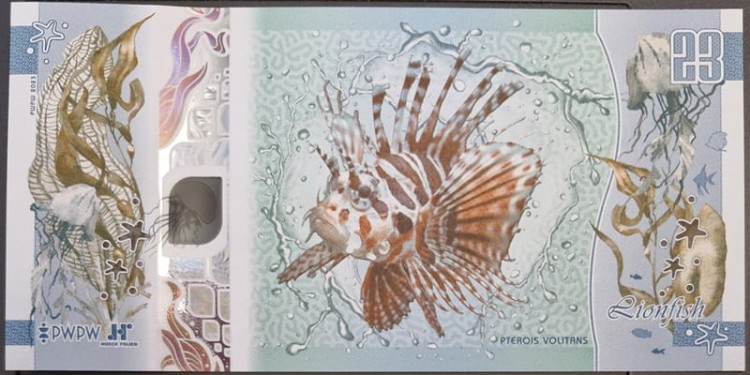 PWPW Coral banknot testowy awers