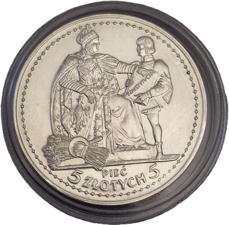 Moneta 5 złotych 1825 Konstytucja KOPIA srebro Ag 925 rewers