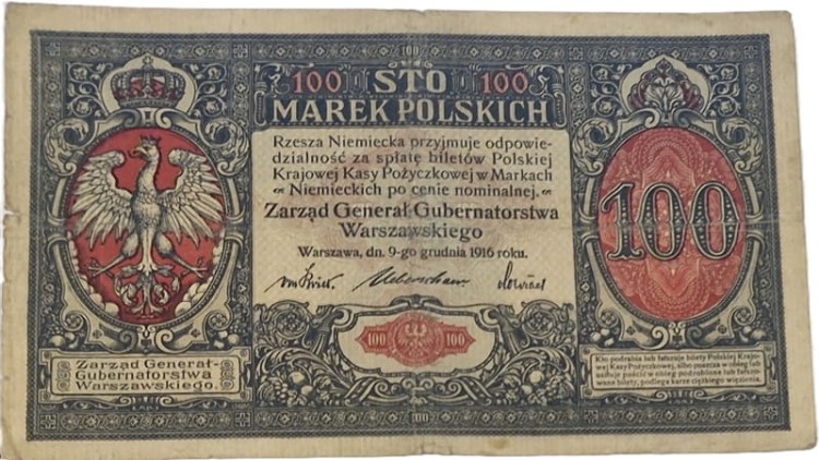 100 marek polskich 1916 stan 4 awers
