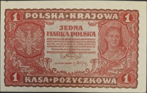 Banknot 1 marka 1919 awers