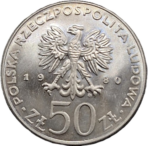 Moneta 50 zł Kazimierz Odnowiciel 1980 awers