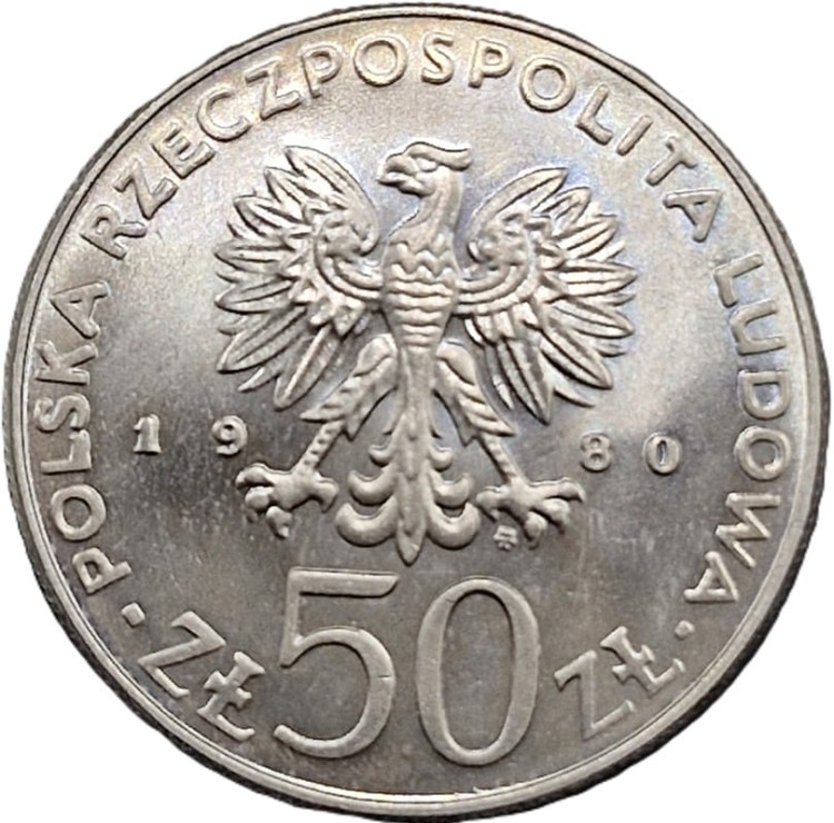 Moneta 50 zł Kazimierz Odnowiciel 1980 awers