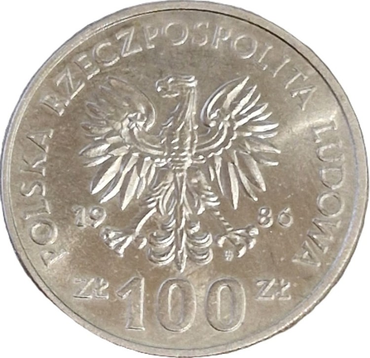 Moneta 100 zł Władysław Łokietek 1986 awers