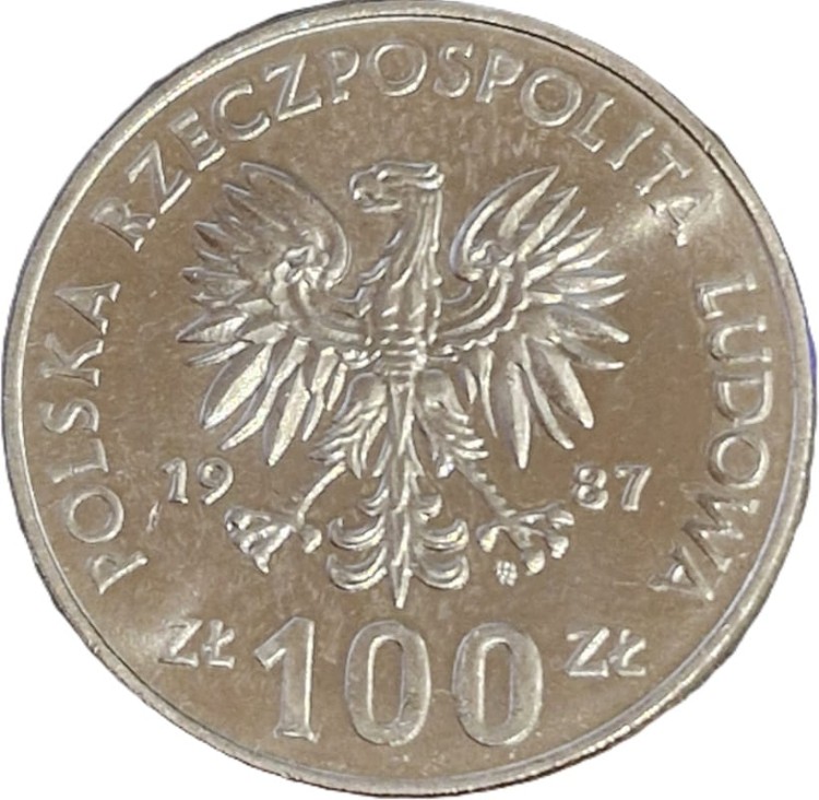 Moneta 100 zł Kazimierz Wielki 1987 awers