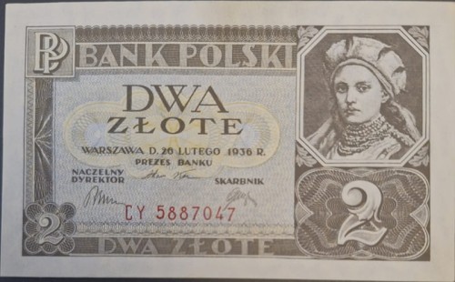 Banknot 2 złote 1936 awers