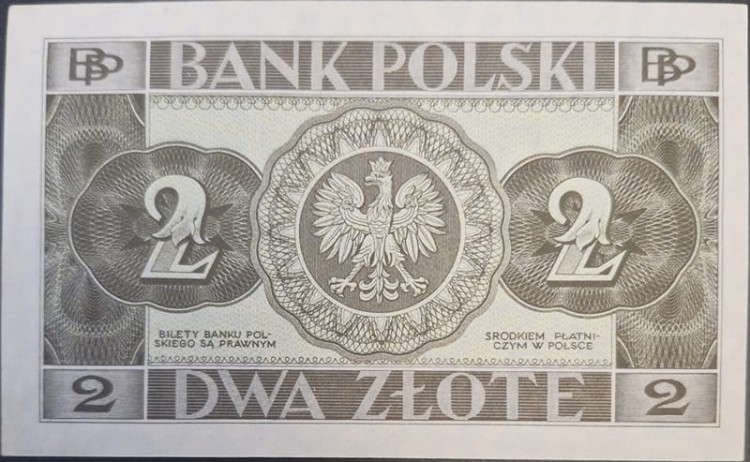 Banknot 2 złote 1936 rewers