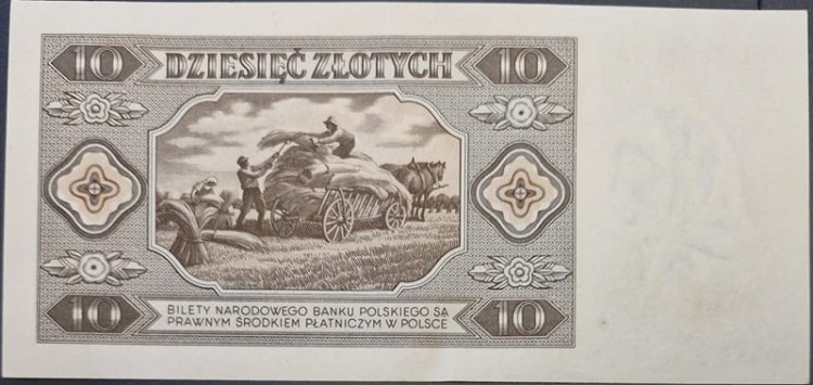 Banknot 10 złotych 1948 rewers