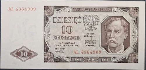 Banknot 10 złotych 1948 awers