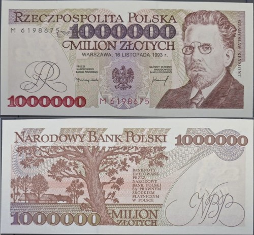 Banknot PRL 1000000 zł 1993