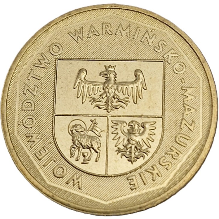 Moneta 2 zł Województwo Warmińsko-Mazurskie 2005 rewers