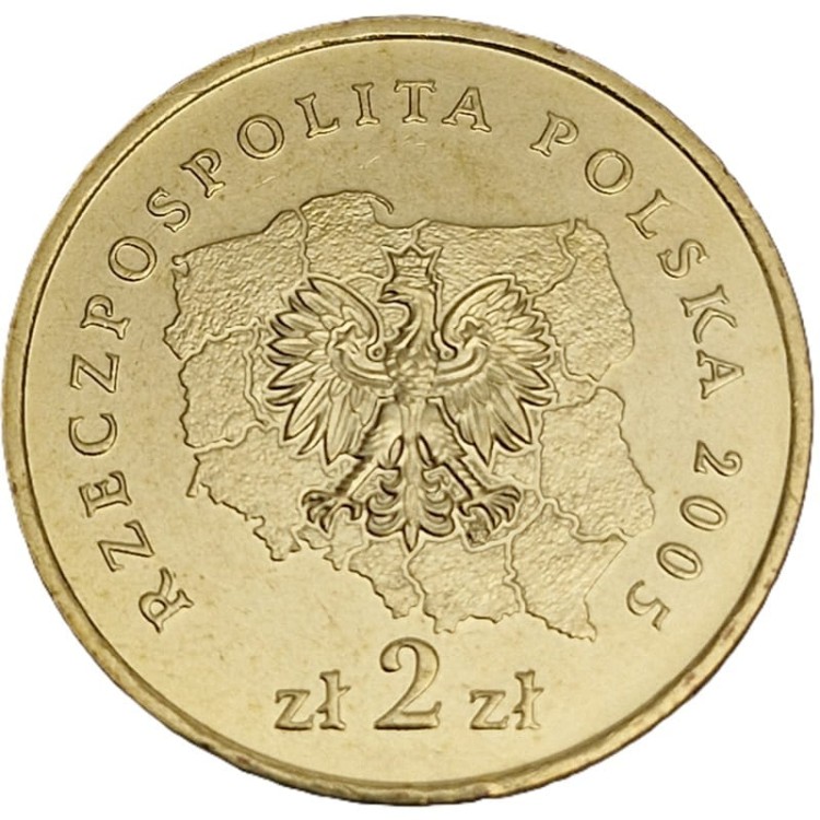 Moneta 2 zł Województwo Warmińsko-Mazurskie 2005 awers