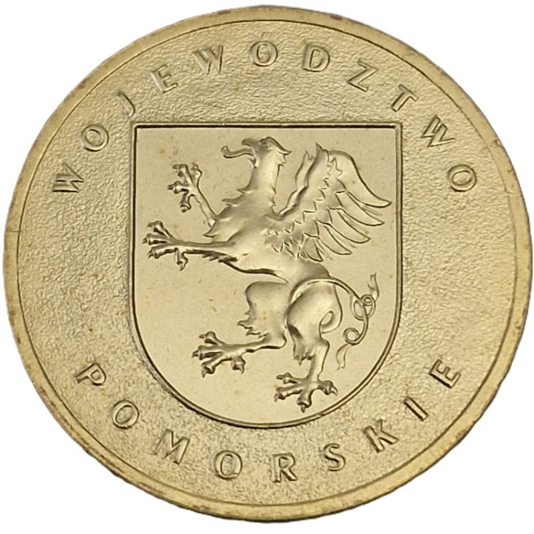 Moneta okolicznościowa 2 zł Województwo Pomorskie 2004 rewers