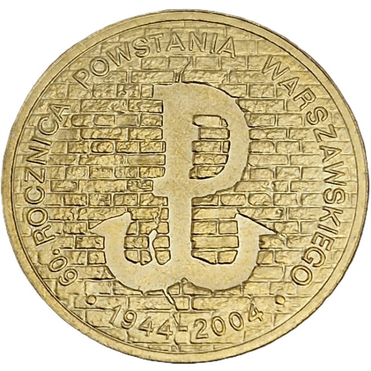 Moneta 2 zł 60 rocznica Powstania Warszawskiego 2004 rewers
