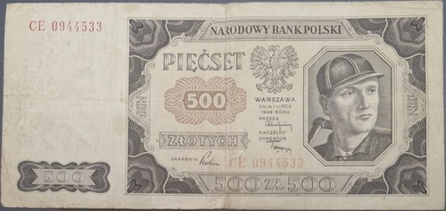 500 zł 1948 r. stan 3 awers