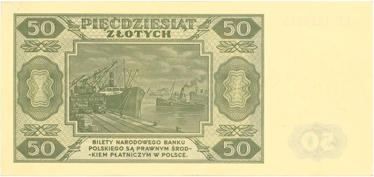 Banknot 50 zł 1948 stan2 rewers