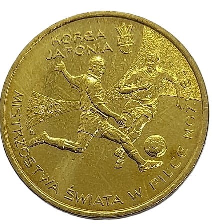 Moneta okolicznościowa 2 zł Mistrzostwa Świata Korea - Japonia 2002 rewers