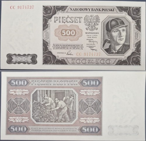 Banknot 500 złotych 1948 stan 1