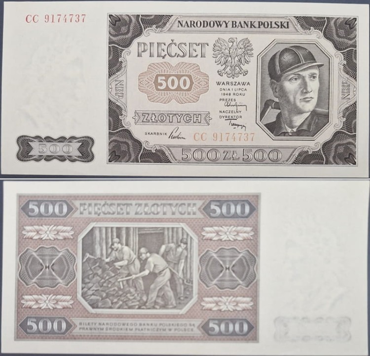 Banknot 500 złotych 1948 stan 1