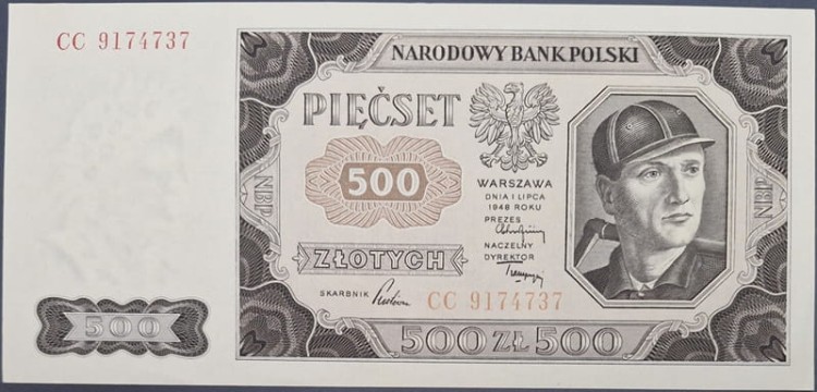 Banknot 500 złotych 1948 stan 1 awers